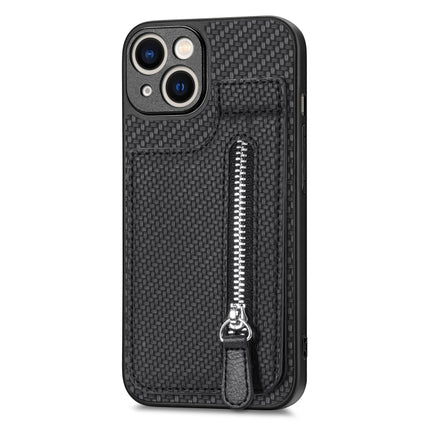 Carbon Fiber Vertical Flip Zipper Phone Case, For iPhone 13, For iPhone 13 mini, For iPhone 13 Pro, For iPhone 13 Pro Max