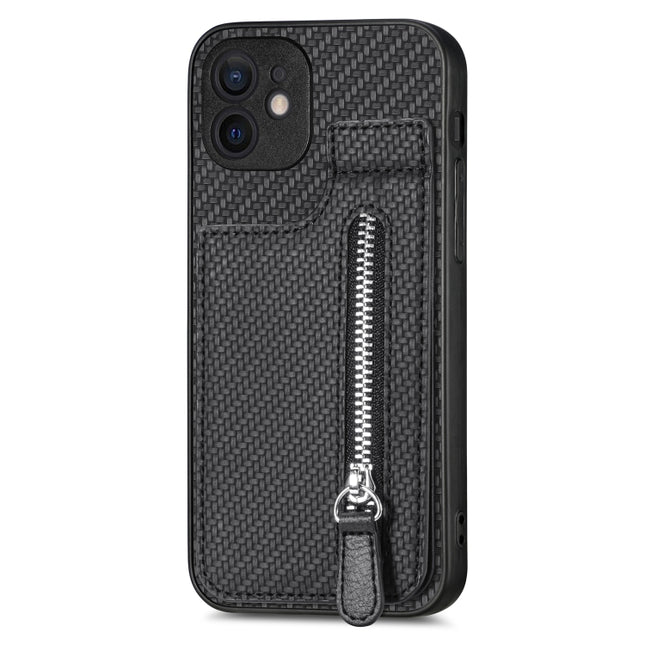 Carbon Fiber Vertical Flip Zipper Phone Case, For iPhone 11, For iPhone 11 Pro, For iPhone 11 Pro Max, For iPhone X / XS