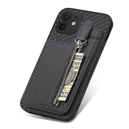 Carbon Fiber Vertical Flip Zipper Phone Case, For iPhone 11, For iPhone 11 Pro, For iPhone 11 Pro Max, For iPhone X / XS