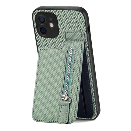 Carbon Fiber Vertical Flip Zipper Phone Case, For iPhone 11, For iPhone 11 Pro, For iPhone 11 Pro Max, For iPhone X / XS