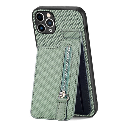 Carbon Fiber Vertical Flip Zipper Phone Case, For iPhone 11, For iPhone 11 Pro, For iPhone 11 Pro Max, For iPhone X / XS
