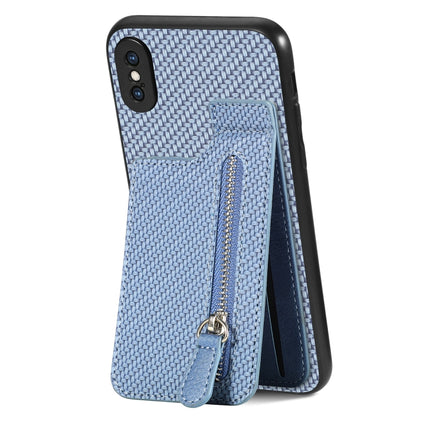Carbon Fiber Vertical Flip Zipper Phone Case, For iPhone 11, For iPhone 11 Pro, For iPhone 11 Pro Max, For iPhone X / XS