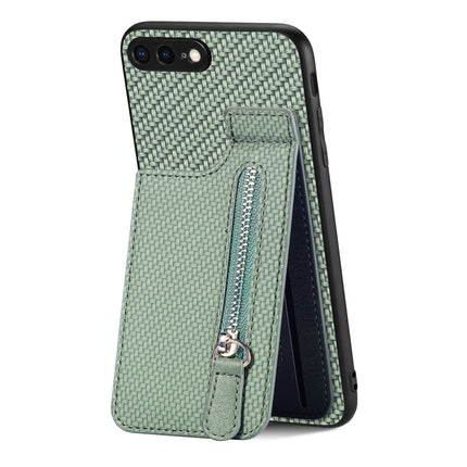 Carbon Fiber Vertical Flip Zipper Phone Case, For iPhone XR, For iPhone XS Max, For iPhone SE 2022 / 2020 / 7 / 8, For iPhone 7 Plus / 8 Plus