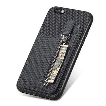 Carbon Fiber Vertical Flip Zipper Phone Case, For iPhone 6 / 6s, For iPhone 6 Plus / 6s Plus