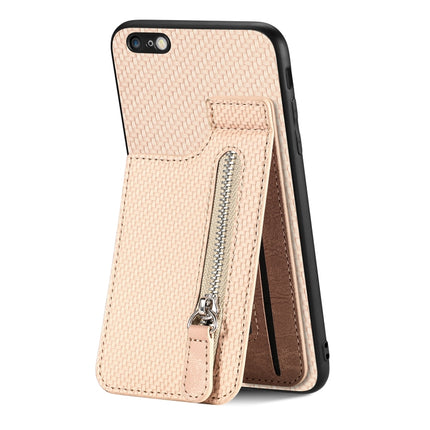 Carbon Fiber Vertical Flip Zipper Phone Case, For iPhone 6 / 6s, For iPhone 6 Plus / 6s Plus