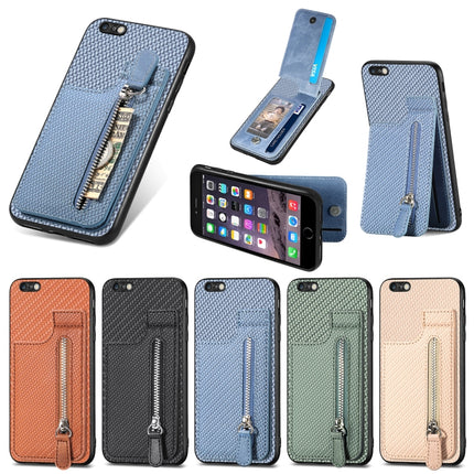 Carbon Fiber Vertical Flip Zipper Phone Case, For iPhone 6 / 6s, For iPhone 6 Plus / 6s Plus