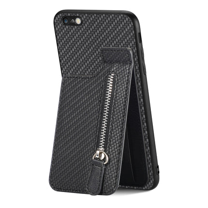 Carbon Fiber Vertical Flip Zipper Phone Case, For iPhone 6 / 6s, For iPhone 6 Plus / 6s Plus