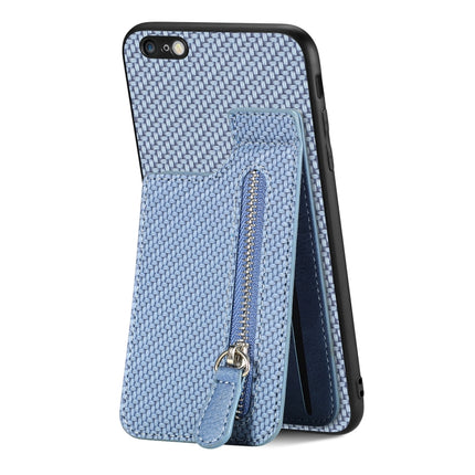 Carbon Fiber Vertical Flip Zipper Phone Case, For iPhone 6 / 6s, For iPhone 6 Plus / 6s Plus