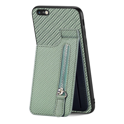 Carbon Fiber Vertical Flip Zipper Phone Case, For iPhone 6 / 6s, For iPhone 6 Plus / 6s Plus