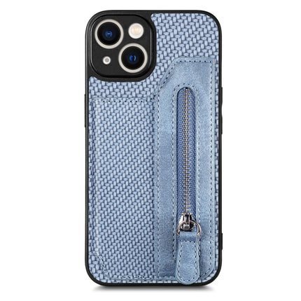Carbon Fiber Horizontal Flip Zipper Wallet Phone Case, For iPhone 14, For iPhone 14 Pro, For iPhone 14 Plus, For iPhone 14 Pro Max
