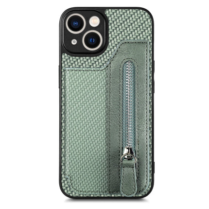 Carbon Fiber Horizontal Flip Zipper Wallet Phone Case, For iPhone 14, For iPhone 14 Pro, For iPhone 14 Plus, For iPhone 14 Pro Max