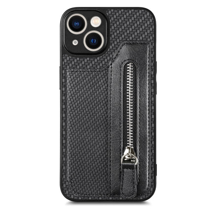 Carbon Fiber Horizontal Flip Zipper Wallet Phone Case, For iPhone 13, For iPhone 13 mini, For iPhone 13 Pro, For iPhone 13 Pro Max