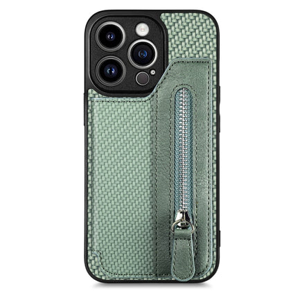 Carbon Fiber Horizontal Flip Zipper Wallet Phone Case, For iPhone 13, For iPhone 13 mini, For iPhone 13 Pro, For iPhone 13 Pro Max