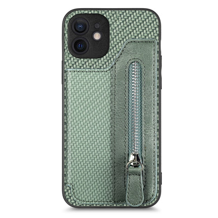 Carbon Fiber Horizontal Flip Zipper Wallet Phone Case, For iPhone 12 mini, For iPhone 12, For iPhone 12 Pro, For iPhone 12 Pro Max