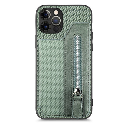 Carbon Fiber Horizontal Flip Zipper Wallet Phone Case, For iPhone 12 mini, For iPhone 12, For iPhone 12 Pro, For iPhone 12 Pro Max