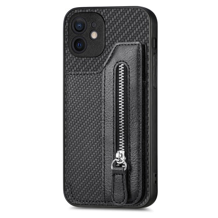 Carbon Fiber Horizontal Flip Zipper Wallet Phone Case, For iPhone 11, For iPhone 11 Pro, For iPhone 11 Pro  Max, For iPhone X / XS