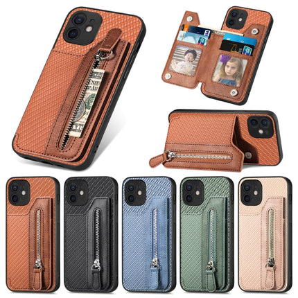 Carbon Fiber Horizontal Flip Zipper Wallet Phone Case, For iPhone 11, For iPhone 11 Pro, For iPhone 11 Pro  Max, For iPhone X / XS