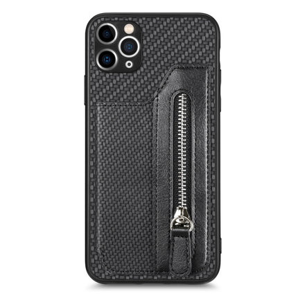 Carbon Fiber Horizontal Flip Zipper Wallet Phone Case, For iPhone 11, For iPhone 11 Pro, For iPhone 11 Pro  Max, For iPhone X / XS
