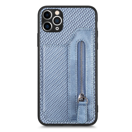 Carbon Fiber Horizontal Flip Zipper Wallet Phone Case, For iPhone 11, For iPhone 11 Pro, For iPhone 11 Pro  Max, For iPhone X / XS