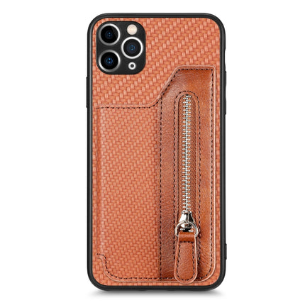 Carbon Fiber Horizontal Flip Zipper Wallet Phone Case, For iPhone 11, For iPhone 11 Pro, For iPhone 11 Pro  Max, For iPhone X / XS