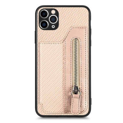 Carbon Fiber Horizontal Flip Zipper Wallet Phone Case, For iPhone 11, For iPhone 11 Pro, For iPhone 11 Pro  Max, For iPhone X / XS