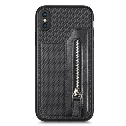 Carbon Fiber Horizontal Flip Zipper Wallet Phone Case, For iPhone 11, For iPhone 11 Pro, For iPhone 11 Pro  Max, For iPhone X / XS