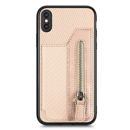 Carbon Fiber Horizontal Flip Zipper Wallet Phone Case, For iPhone 11, For iPhone 11 Pro, For iPhone 11 Pro  Max, For iPhone X / XS