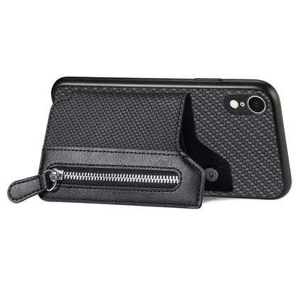 Carbon Fiber Horizontal Flip Zipper Wallet Phone Case, For iPhone XR, For iPhone XS Max, For iPhone SE 2022 / 2020 / 7 / 8, For iPhone 7 Plus / 8 Plus