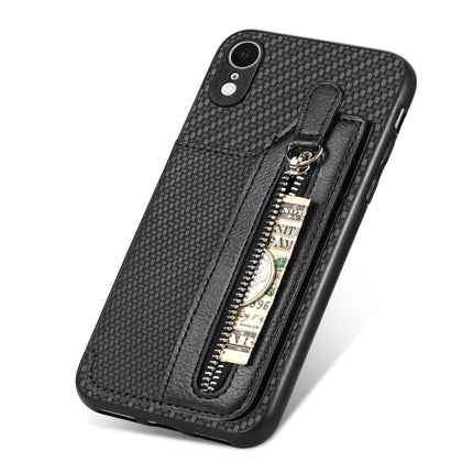 Carbon Fiber Horizontal Flip Zipper Wallet Phone Case, For iPhone XR, For iPhone XS Max, For iPhone SE 2022 / 2020 / 7 / 8, For iPhone 7 Plus / 8 Plus