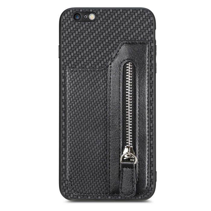Carbon Fiber Horizontal Flip Zipper Wallet Phone Case, For iPhone 6 / 6s, For iPhone 6 Plus / 6s Plus