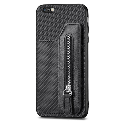 Carbon Fiber Horizontal Flip Zipper Wallet Phone Case, For iPhone 6 / 6s, For iPhone 6 Plus / 6s Plus