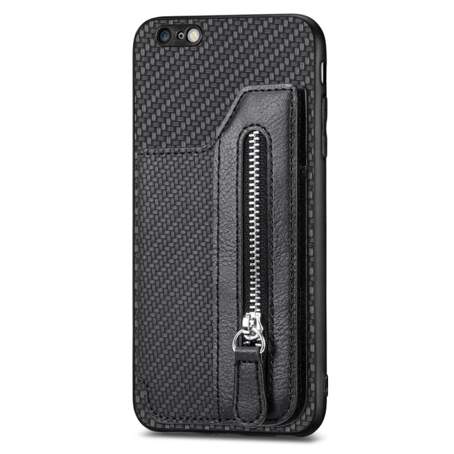 Carbon Fiber Horizontal Flip Zipper Wallet Phone Case, For iPhone 6 / 6s, For iPhone 6 Plus / 6s Plus