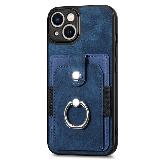 Retro Skin-feel Ring Card Wallet Phone Case, For iPhone 14, For iPhone 14 Plus, For iPhone 14 Pro, For iPhone 14 Pro Max