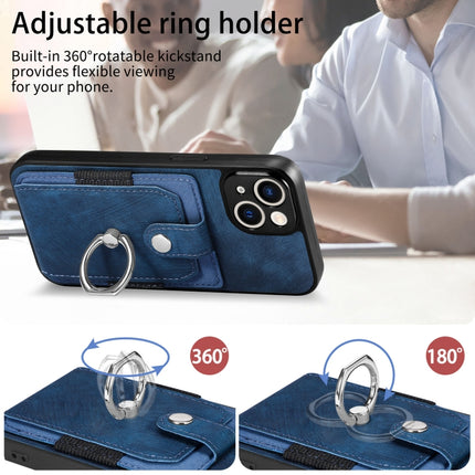 Retro Skin-feel Ring Card Wallet Phone Case, For iPhone 14, For iPhone 14 Plus, For iPhone 14 Pro, For iPhone 14 Pro Max