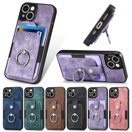 Retro Skin-feel Ring Card Wallet Phone Case, For iPhone 14, For iPhone 14 Plus, For iPhone 14 Pro, For iPhone 14 Pro Max