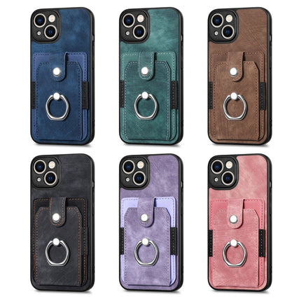 Retro Skin-feel Ring Card Wallet Phone Case, For iPhone 14, For iPhone 14 Plus, For iPhone 14 Pro, For iPhone 14 Pro Max