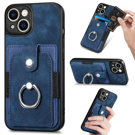 Retro Skin-feel Ring Card Wallet Phone Case, For iPhone 14, For iPhone 14 Plus, For iPhone 14 Pro, For iPhone 14 Pro Max