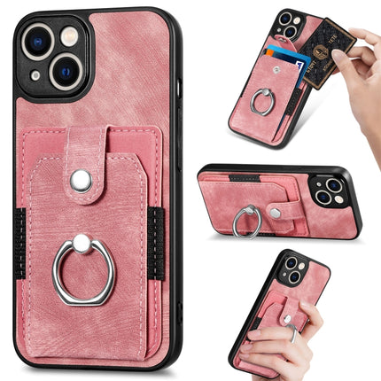 Retro Skin-feel Ring Card Wallet Phone Case, For iPhone 14, For iPhone 14 Plus, For iPhone 14 Pro, For iPhone 14 Pro Max