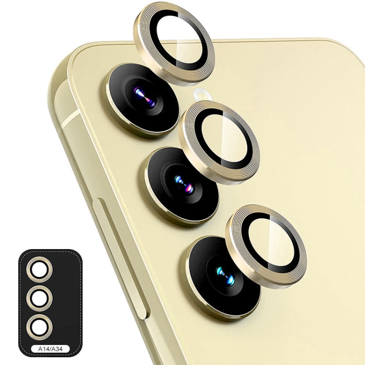 For Samsung Galaxy A14 / A34 ENKAY Hat-Prince 9H Rear Camera Lens Aluminium Alloy Ring Tempered Glass Film, For Samsung Galaxy A14 / A34