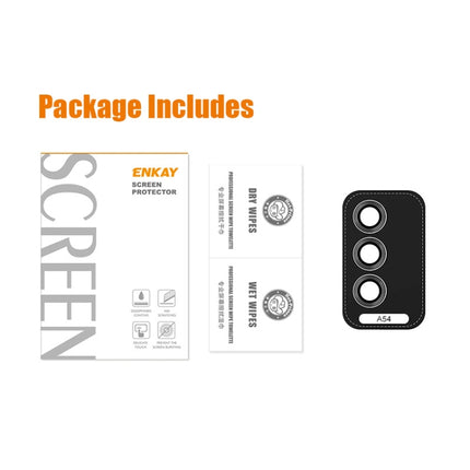 For Samsung Galaxy A54 ENKAY Hat-Prince 9H Rear Camera Lens Aluminium Alloy Ring Tempered Glass Film, For Samsung Galaxy A54