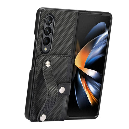 Wristband Kickstand Card Wallet Back Cover Phone Case, For Samsung Galaxy Z Fold4, For Samsung Galaxy Z Fold3, For Samsung Galaxy Z Fold2, For Samsung Galaxy Z Flip4