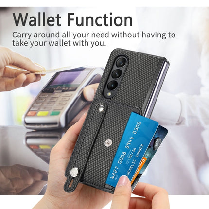 Wristband Kickstand Card Wallet Back Cover Phone Case, For Samsung Galaxy Z Fold4, For Samsung Galaxy Z Fold3, For Samsung Galaxy Z Fold2, For Samsung Galaxy Z Flip4