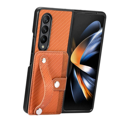 Wristband Kickstand Card Wallet Back Cover Phone Case, For Samsung Galaxy Z Fold4, For Samsung Galaxy Z Fold3, For Samsung Galaxy Z Fold2, For Samsung Galaxy Z Flip4
