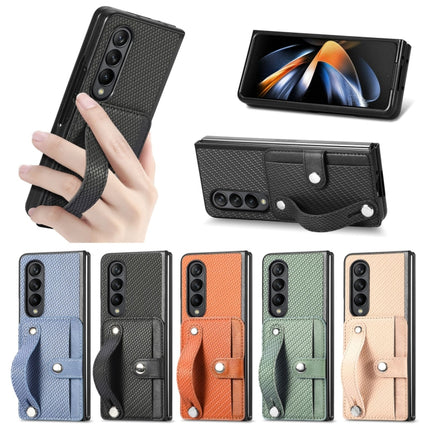 Wristband Kickstand Card Wallet Back Cover Phone Case, For Samsung Galaxy Z Fold4, For Samsung Galaxy Z Fold3, For Samsung Galaxy Z Fold2, For Samsung Galaxy Z Flip4
