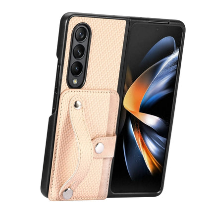 Wristband Kickstand Card Wallet Back Cover Phone Case, For Samsung Galaxy Z Fold4, For Samsung Galaxy Z Fold3, For Samsung Galaxy Z Fold2, For Samsung Galaxy Z Flip4