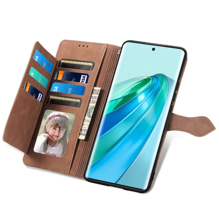 Embossed Flower Zipper Leather Phone Case, For Honor Magic5 Lite, For Honor X40, For Honor X9a
