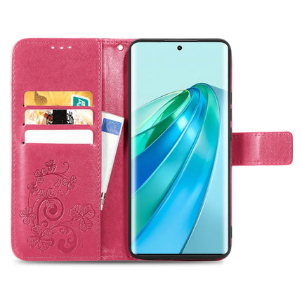 Four-leaf Clasp Embossed Buckle Leather Phone Case, For Honor Magic5 Lite, For Honor X9a, For Honor X40