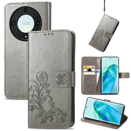 Four-leaf Clasp Embossed Buckle Leather Phone Case, For Honor Magic5 Lite, For Honor X9a, For Honor X40