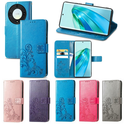 Four-leaf Clasp Embossed Buckle Leather Phone Case, For Honor Magic5 Lite, For Honor X9a, For Honor X40