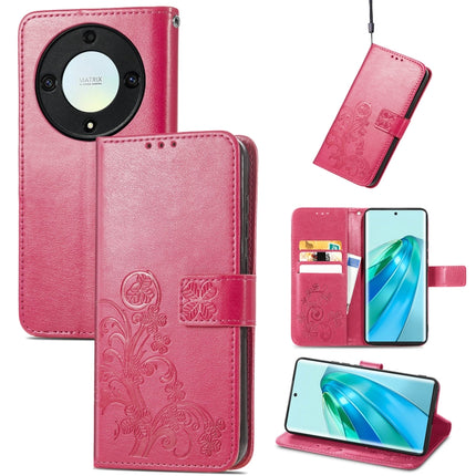 Four-leaf Clasp Embossed Buckle Leather Phone Case, For Honor Magic5 Lite, For Honor X9a, For Honor X40
